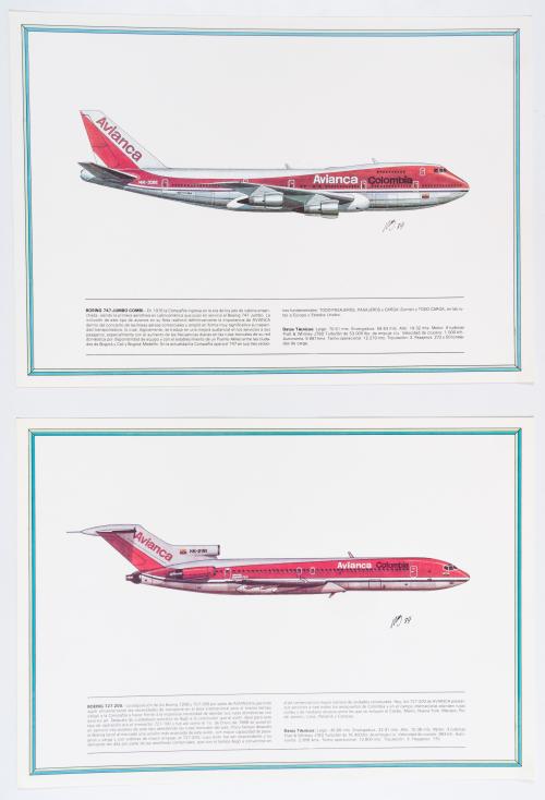 Colección de grabados de modelos de aviones y avionetas de 