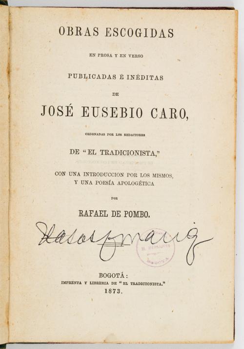Caro Ibáñez, José Eusebio : Obras escogidas en prosa y en v