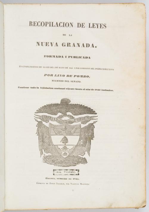 Pombo, Lino de : Recopilación de leyes de la Nueva Granada