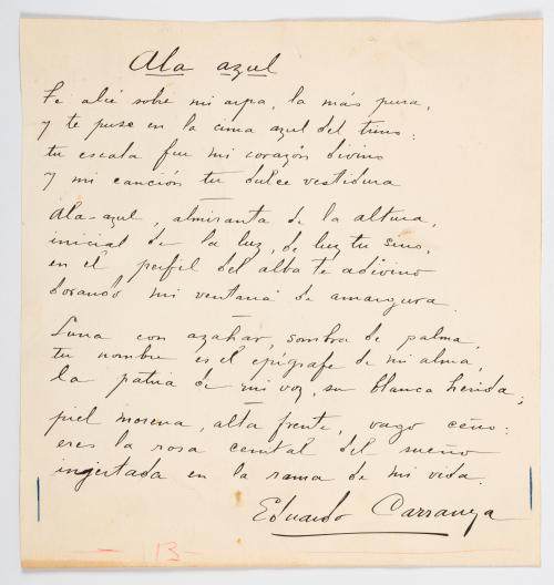 Carranza, Eduardo : Poema Ala Azul de Eduardo Carranza