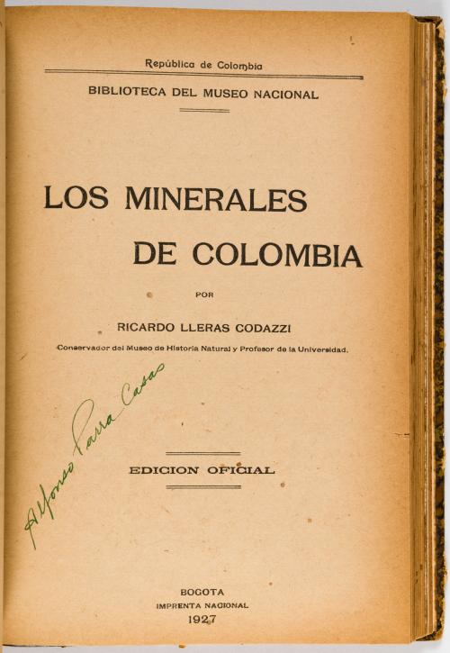 Lleras Codazzi, Ricardo : Notas mineralógicas y petrográfic