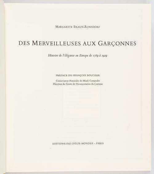 Braun-Ronsdorf, Margarete : Des merveilleuses aux garçonnes