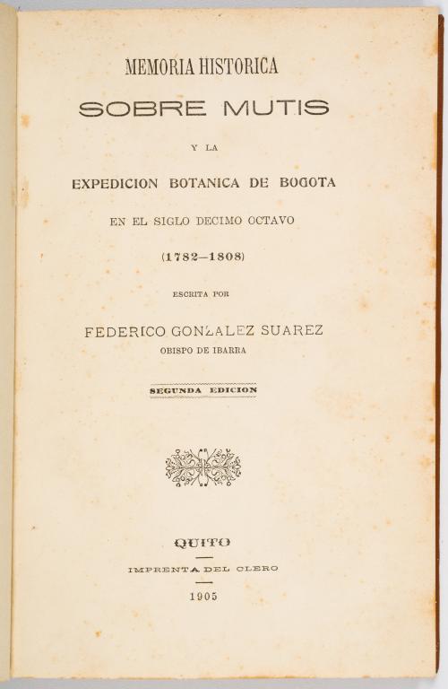 González Suárez, Federico : Memoria histórica sobre Mutis y