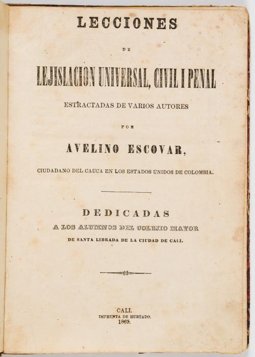 Escovar, Avelino : Lecciones de legislación universal, civi