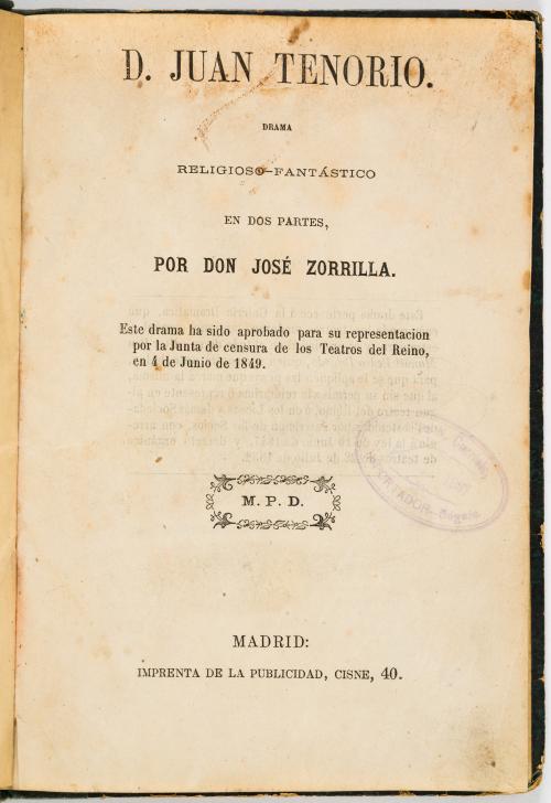 Zorrilla, José : D. Juan Tenorio. Drama religioso-fantástic