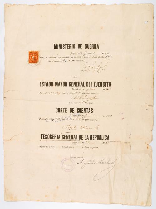 Diploma firmado por Marco Fidel Suárez