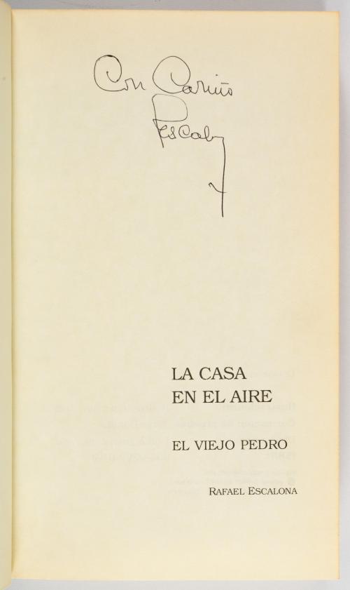 Escalona, Rafael : La casa en el aire. Ejemplar firmado
