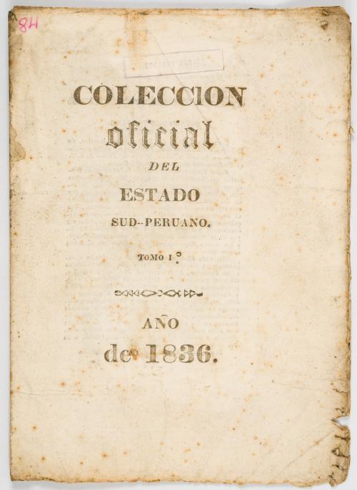 VV.AA. : Colección oficial del Estado Sud - Peruano. Tomo I