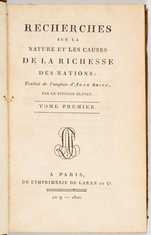Smith, Adam; Citoyen Blavet : Recherches sur la nature et l