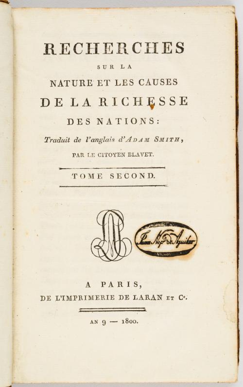 Smith, Adam; Citoyen Blavet : Recherches sur la nature et l
