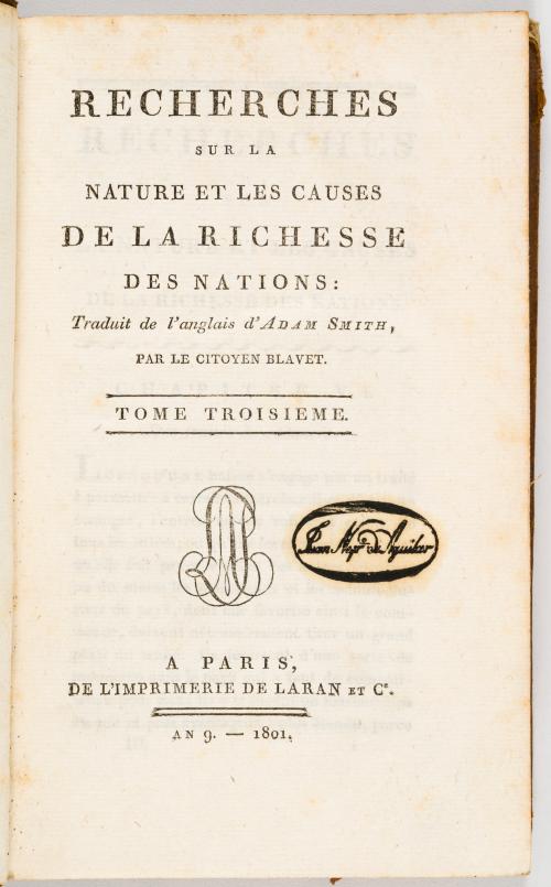 Smith, Adam; Citoyen Blavet : Recherches sur la nature et l