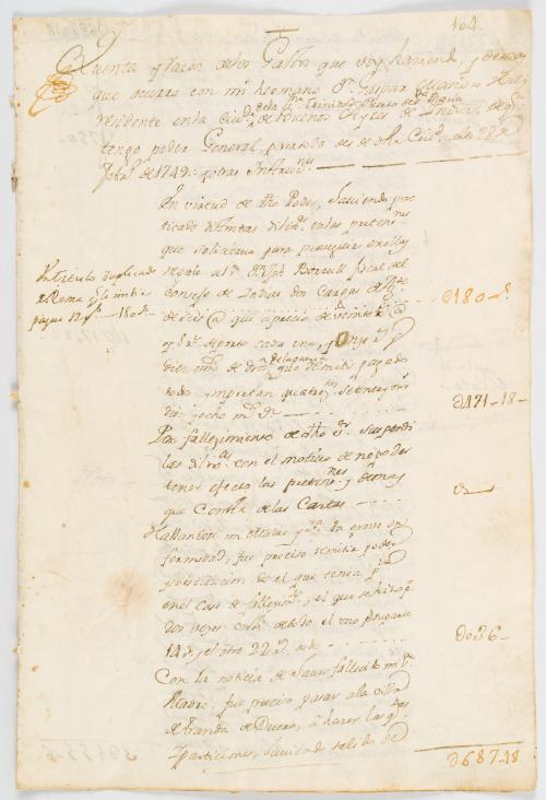 Manuscrito de cuentas de los gastos de la familia Mañoso