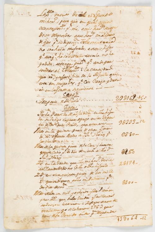 Manuscrito de cuentas de los gastos de la familia Mañoso