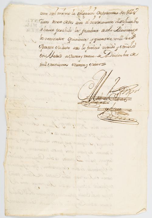 Manuscrito que señala la suma heredada por Francisco Manriq