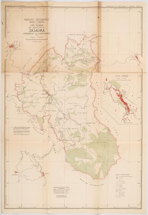 Cartas y mapas preliminares de la región de Cundinamarca y 