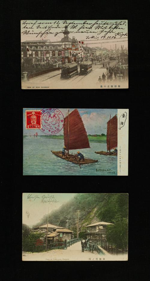 Tres Tarjetas Postales Históricas de Japón a Bogotá - Famil