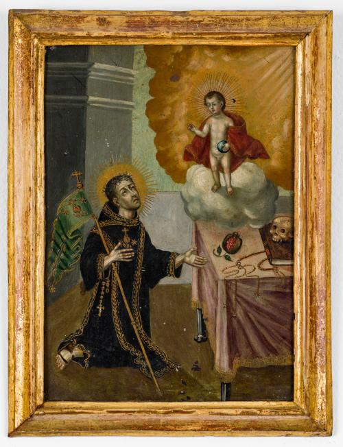 Pareja de pinturas devocionales con San Francisco Javier y