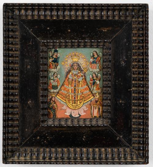 Virgen de Copacabana (anverso); Virgen con el niño entre Sa