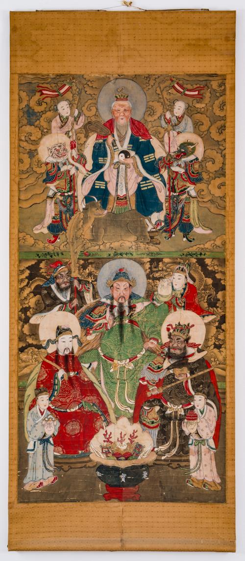 Pintura ritual taoísta con panteón de deidades