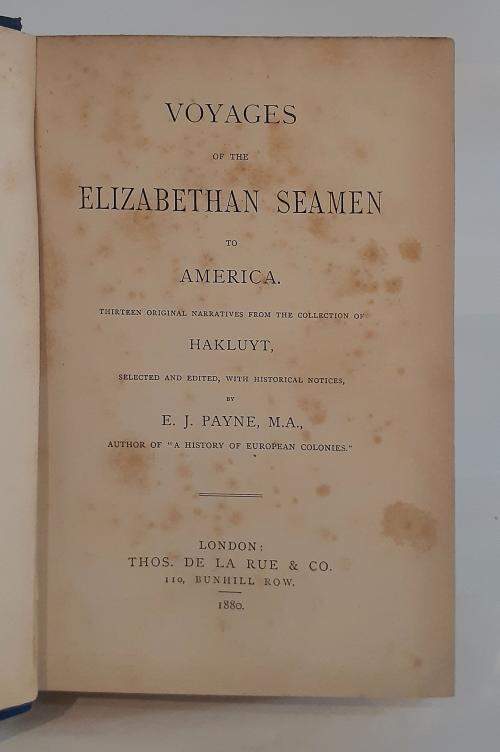 Payne, Edward John / M.A : Voyages of the Elizabethan Seame