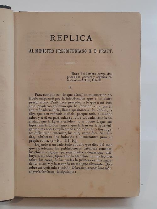 Groot, José Manuel : Réplica al ministro presbiteriano H.