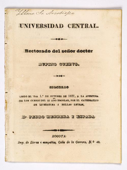 Herrera i Espada, Pedro : Universidad Central. Rectorado de