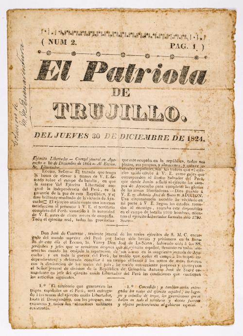 VV.AA. : El Patriota de Trujillo, No. 2, jueves 30 de dicie