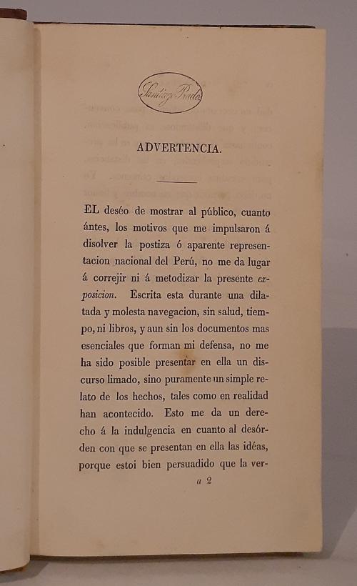 Riva Agüero, José de la : Exposición de don José de la Riv