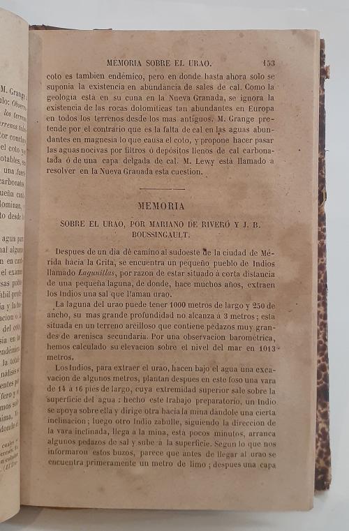 Boussingault, Jean Baptiste Joseph Dieudonné; Acosta, J. (t
