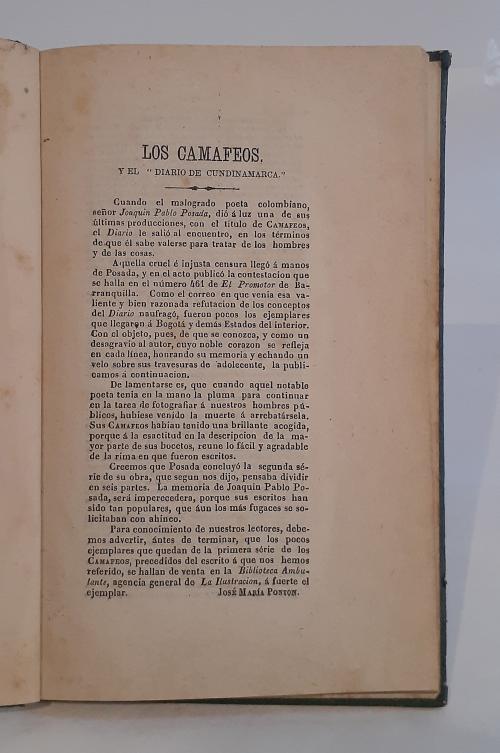 Posada, Joaquín Pablo : Camafeos: bosquejos de notabilidade