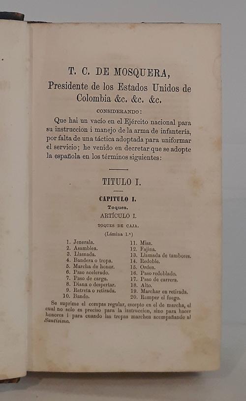 S. A. (Cipriano de Mosquera, Tomás) : Reglamento e instrucc