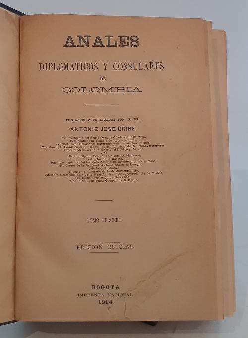 VV.AA. : Anales diplomáticos y consulares de Colombia