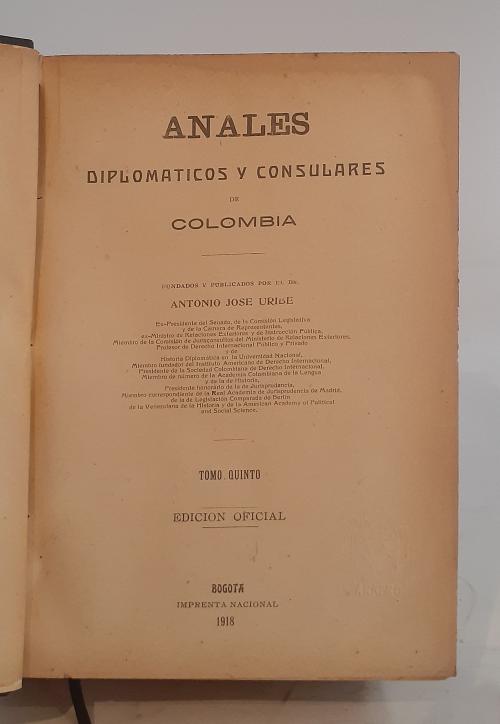 VV.AA. : Anales diplomáticos y consulares de Colombia