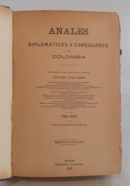 VV.AA. : Anales diplomáticos y consulares de Colombia