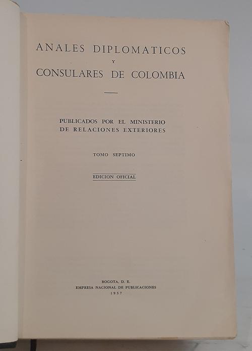 VV.AA. : Anales diplomáticos y consulares de Colombia