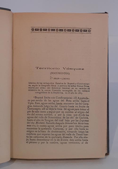 S. A.  : Territorio Vásquez. Documentos relacionados con él