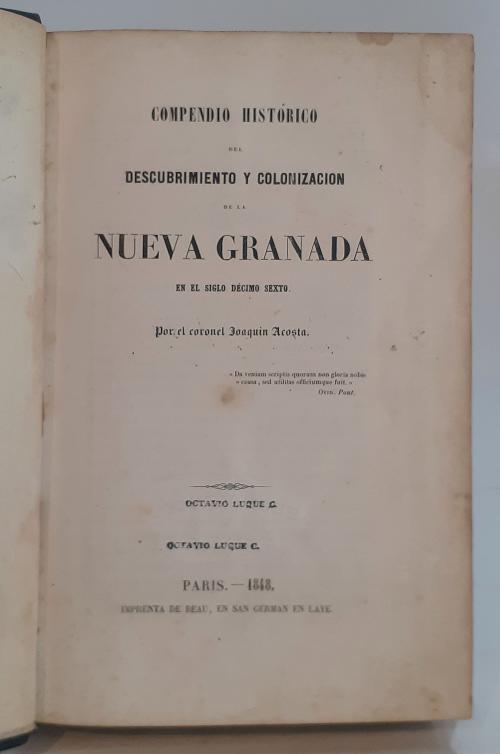Acosta, Joaquín : Compendio histórico del descubrimiento y