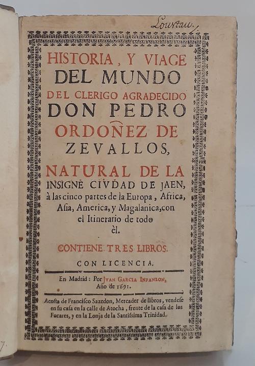 Ordóñez de Cevallos, Pedro  : Historia y viage del mundo, a