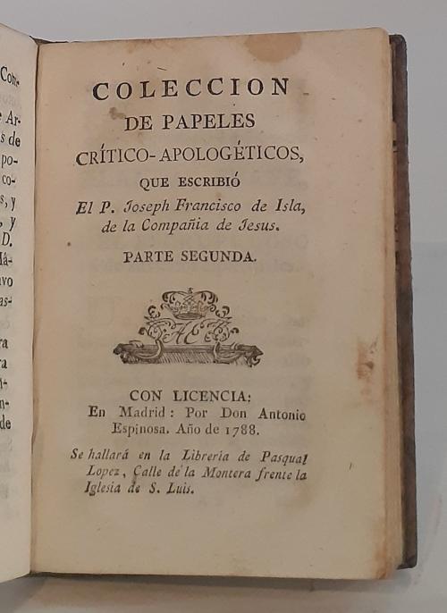 la Isla, Joseph Francisco de : Colección de papeles crític