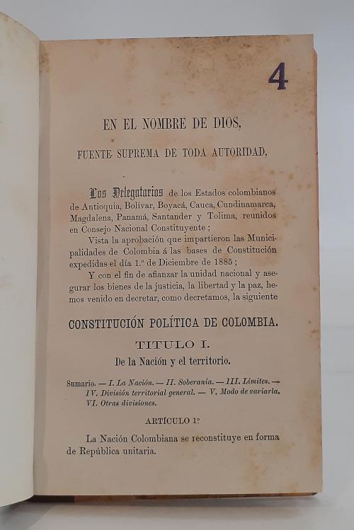 República de Colombia : Constitución de la República de Col
