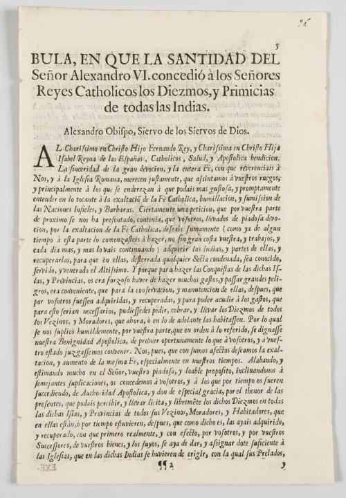 Bernárdez de Ribera, Antonio : Bula en que la santidad del 