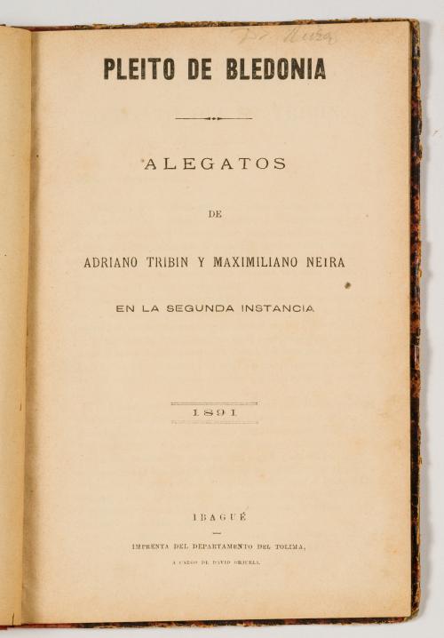 Tribín, Adriano  : Pleito de Bledonia: alegatos de Adriano 