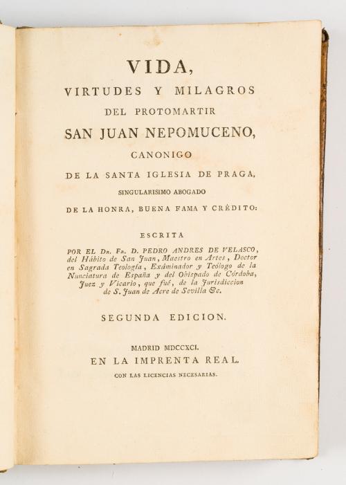 Velasco, Pedro Ándres de : Vida, virtudes y milagros del pr
