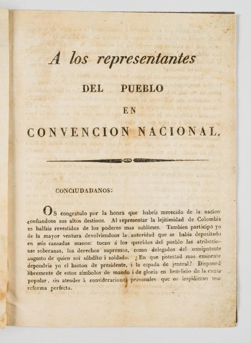 Bolívar, Simón : Mensaje del Libertador presidente de la Re