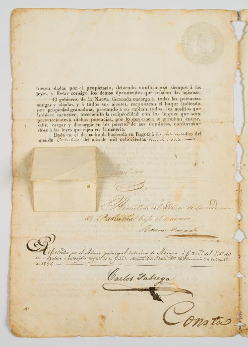 República de la Nueva Granada : Patente de nacionalización 