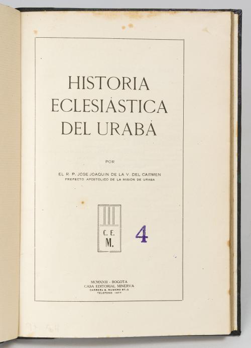 Virgen del Carmen, José Joaquín de la : Historia eclesiásti