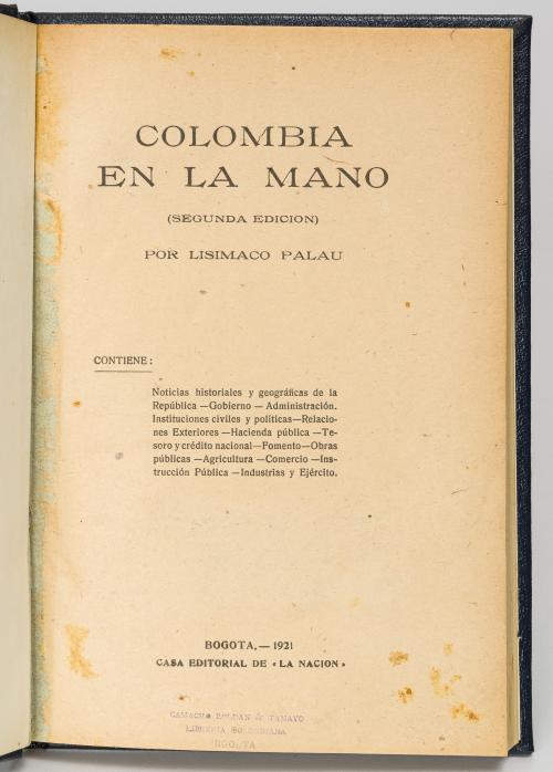 Palau, Lisimaco : Colombia en la mano