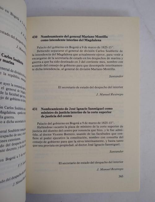 De mier, José M. : La Gran Colombia, Decretos de la Secreta