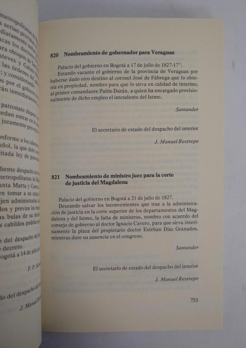 De mier, José M. : La Gran Colombia, Decretos de la Secreta