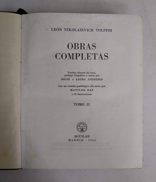 Tolstoi, León N. : Obras completas. Tomos I y II (de 2)